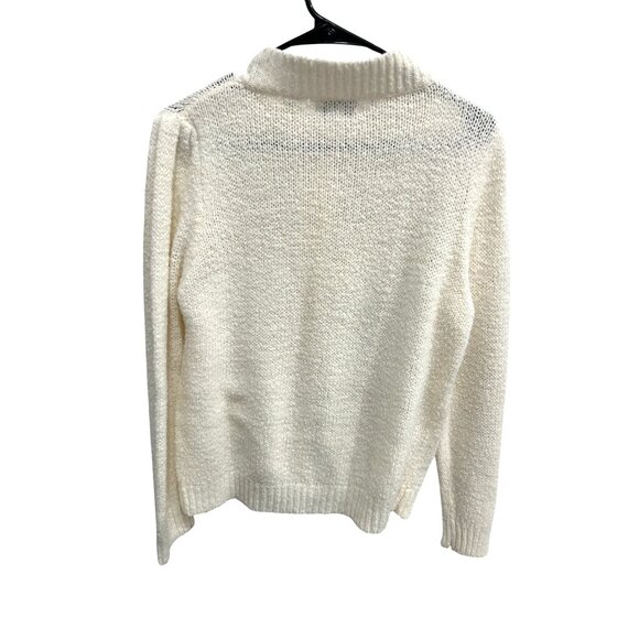 Vintage Cristina Ivory Knit Cardigan With Floral Embroidery and Pearl Accents SZ - Picture 2 of 8